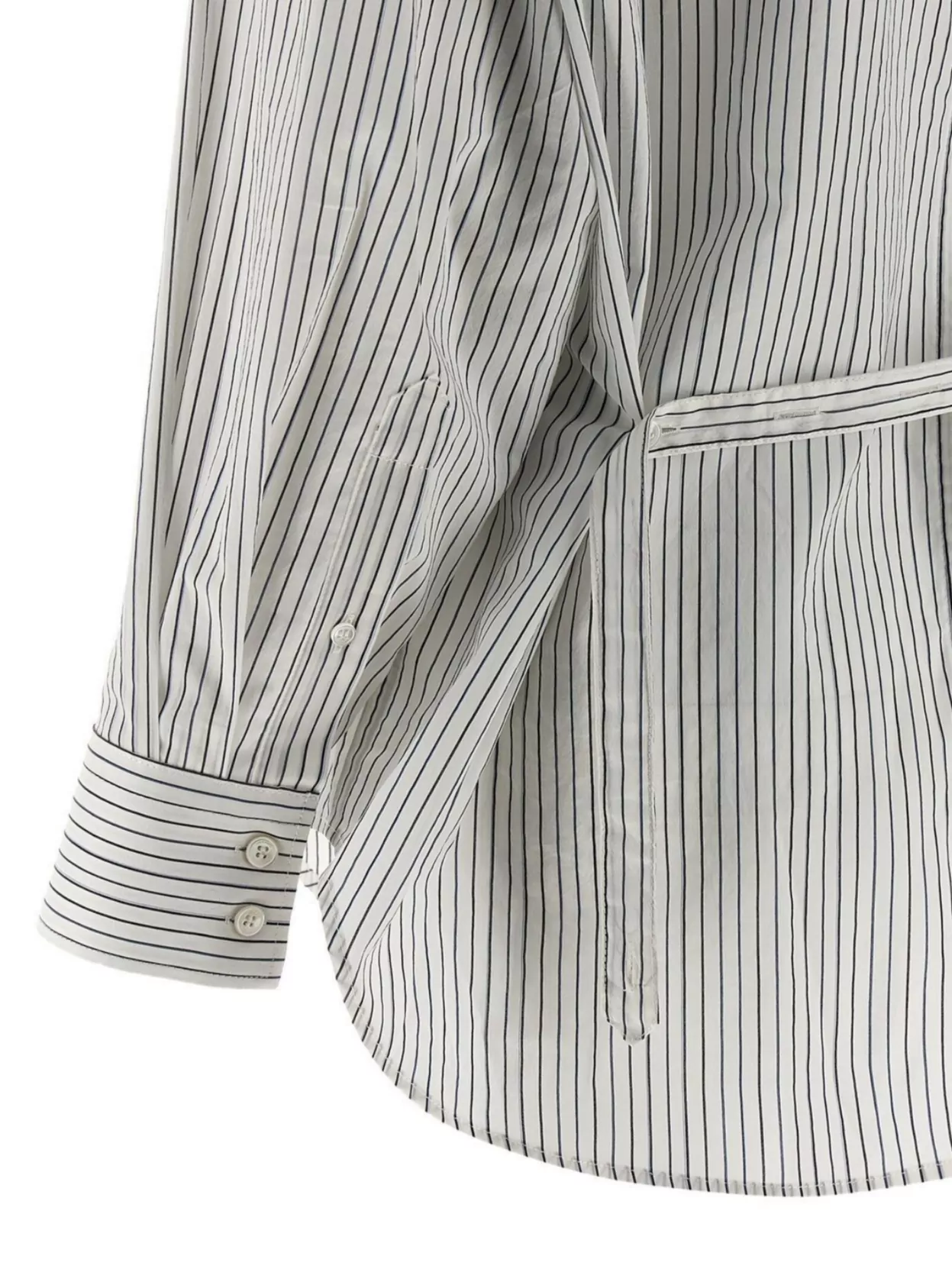 Isabel Marant Striped Long Sleeve Shirt With Adjustable Tie In Brown