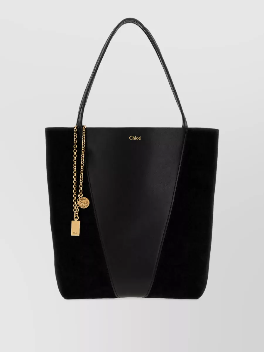 Chloé chloé spin leather and suede tote bag