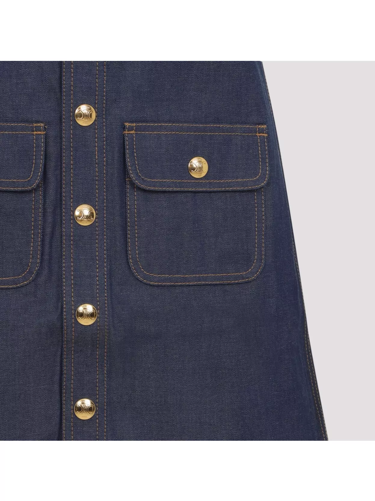 Celine Dress Short Sleeve Front Pockets In Blue