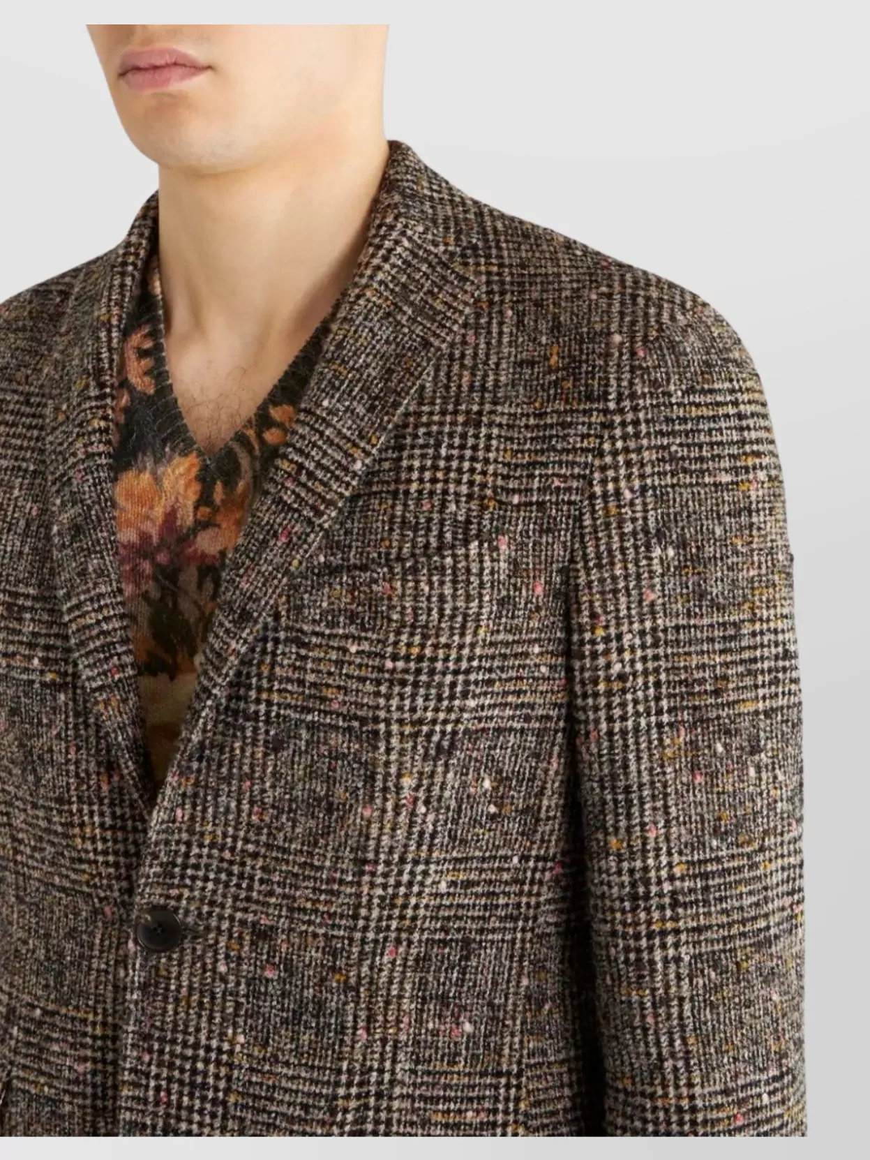 Etro Check Pattern Notch Lapel Jacket With Front Pockets