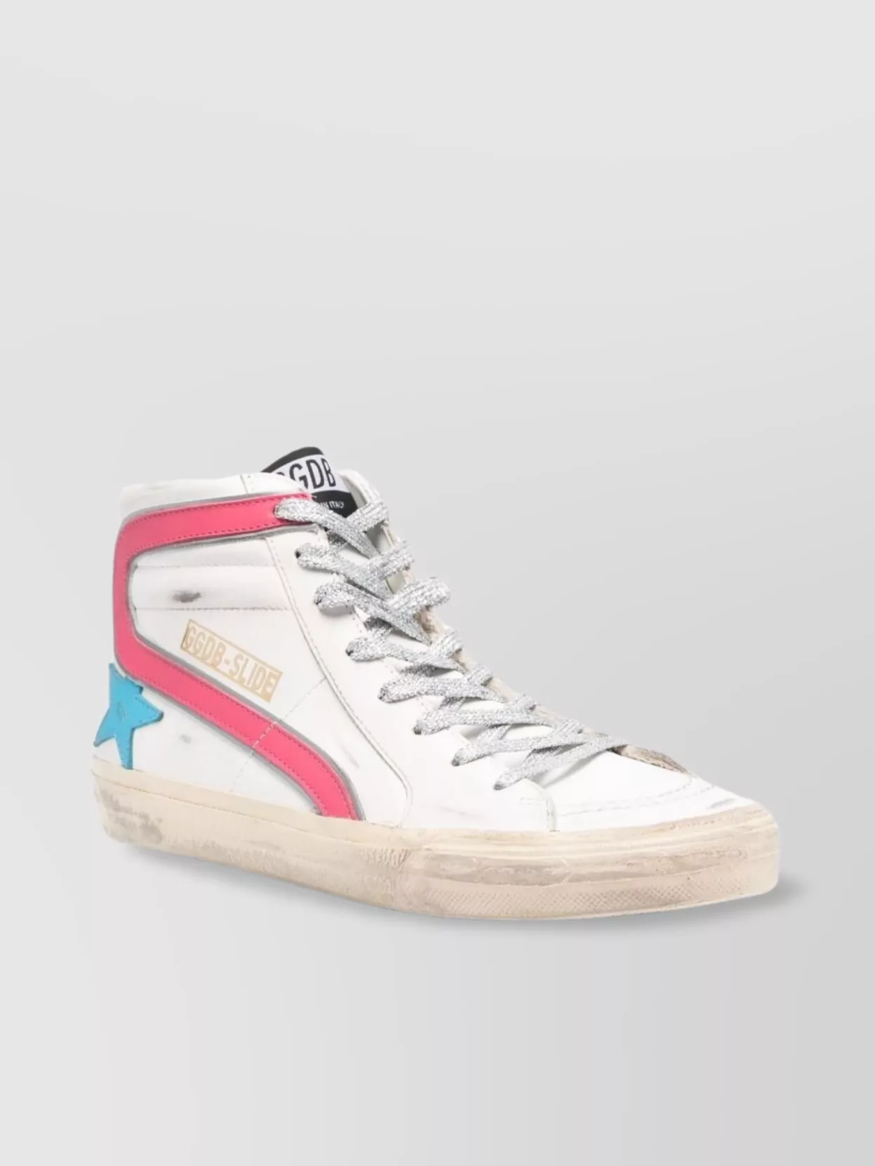 Golden Goose Distressed Slide High-Top Sneakers With Ankle-Length Calf Leather