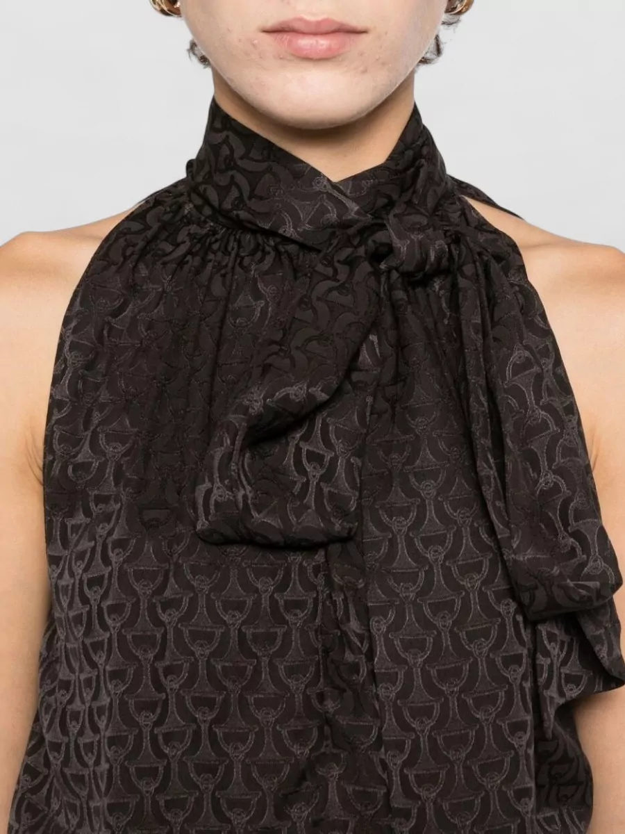 Gucci Halterneck Sleeveless Top Matching Wide Leg Pants