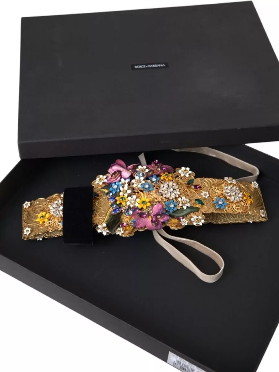 Dolce&Gabbana Crystal-Embellished Floral Wide Belt