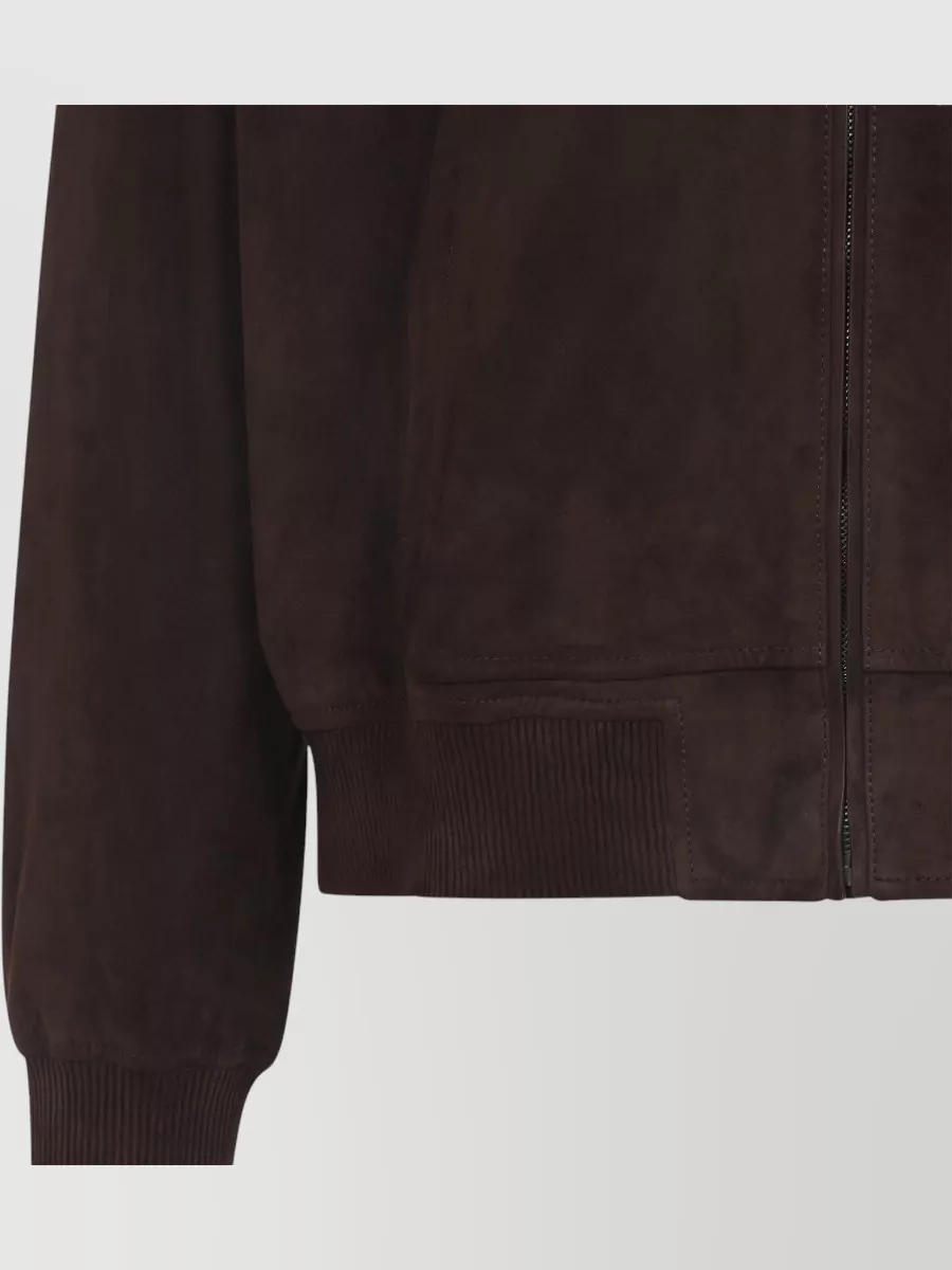 Ralph Lauren Purple Label High Collar Bomber Jacket Ribbed Cuffs