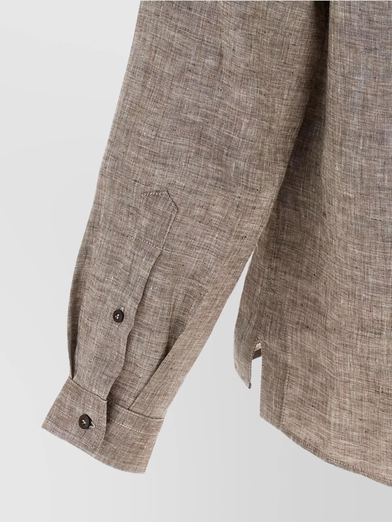 Brunello Cucinelli Linen Shirt With Curved Hem And Mandarin Collar