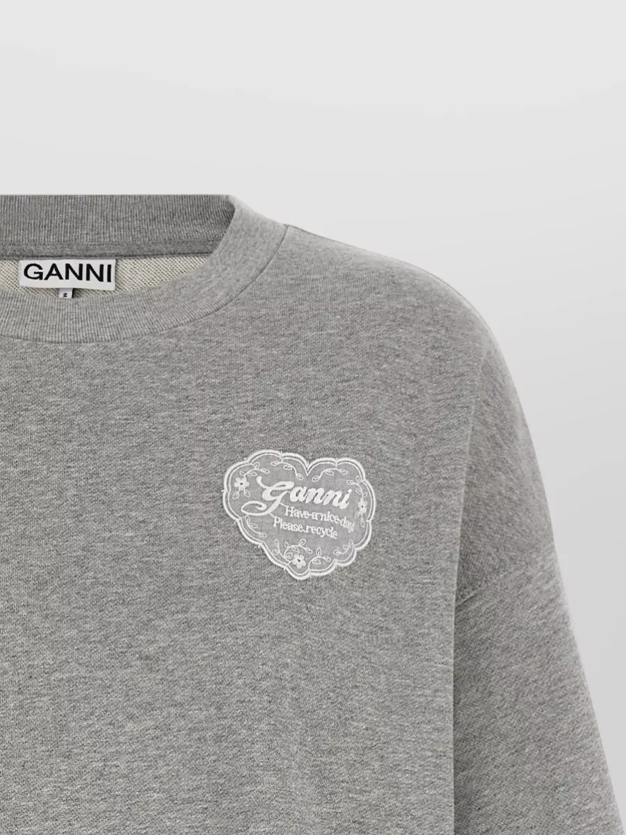 Ganni Organic Cotton Lace-Trim Sweatshirt