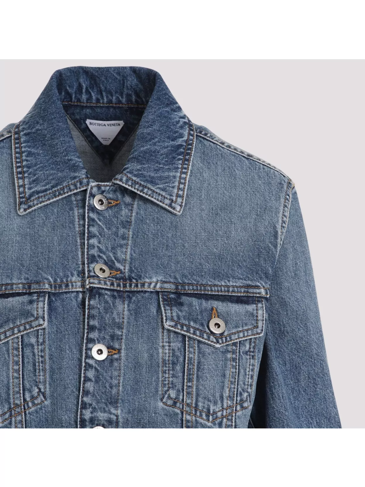 Bottega Veneta Long Sleeve Pointed Collar Denim Jacket