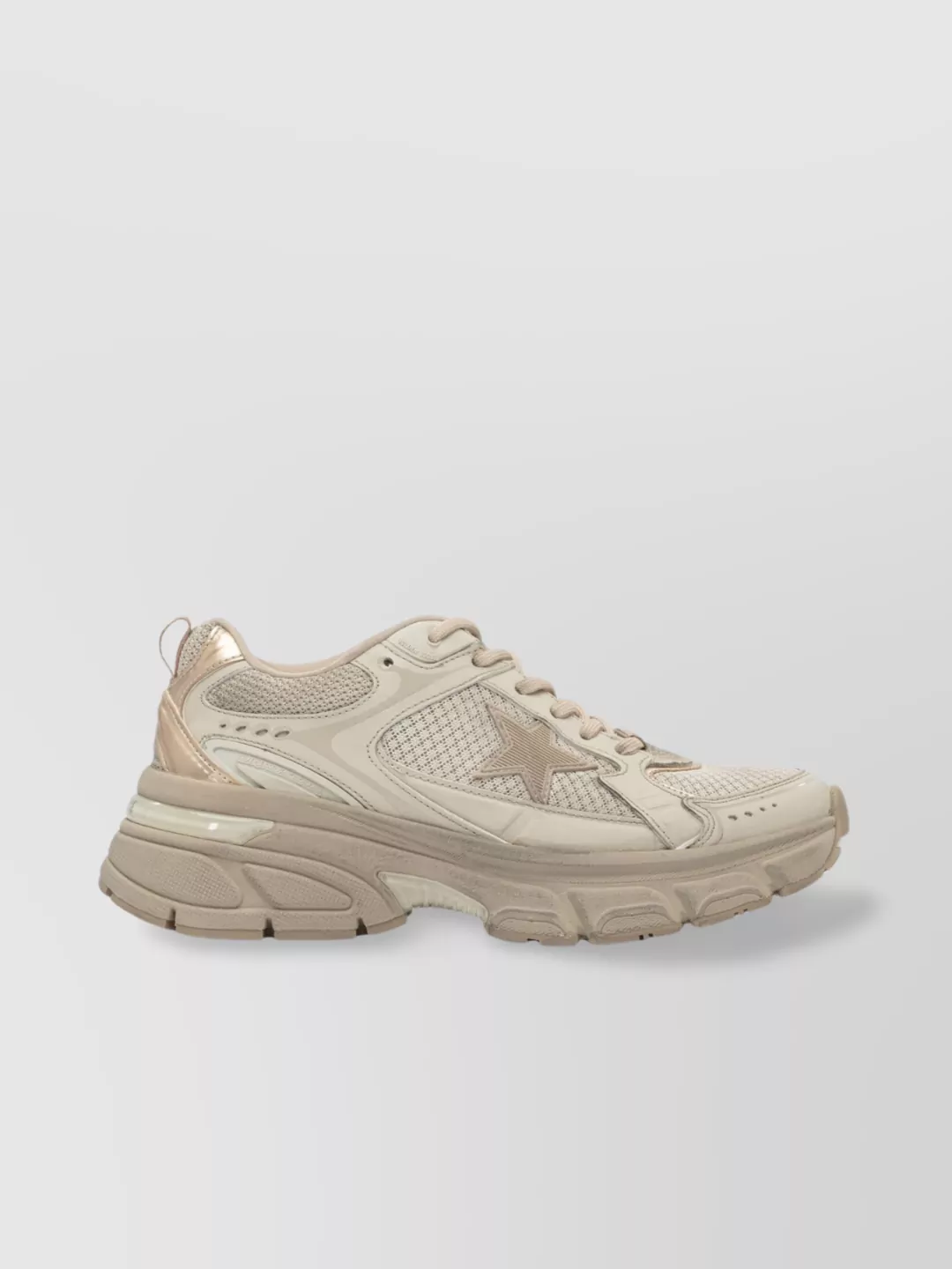 Golden ｜SNEAKERS (GWF00215 F005342 11700) Women's Marathon with silver ripstop nylon upper and gold star
