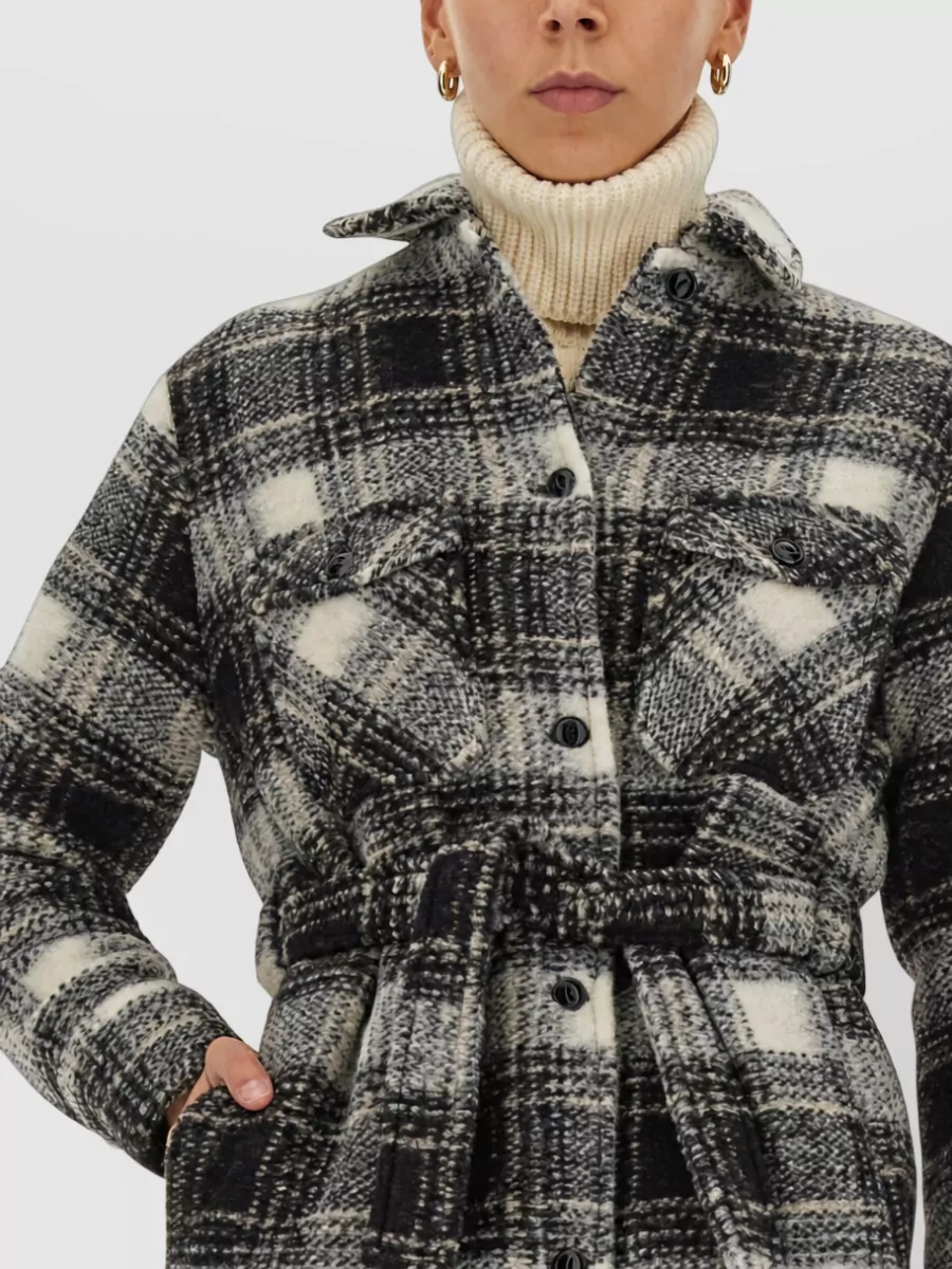 Woolrich Checked Single Breasted Coat