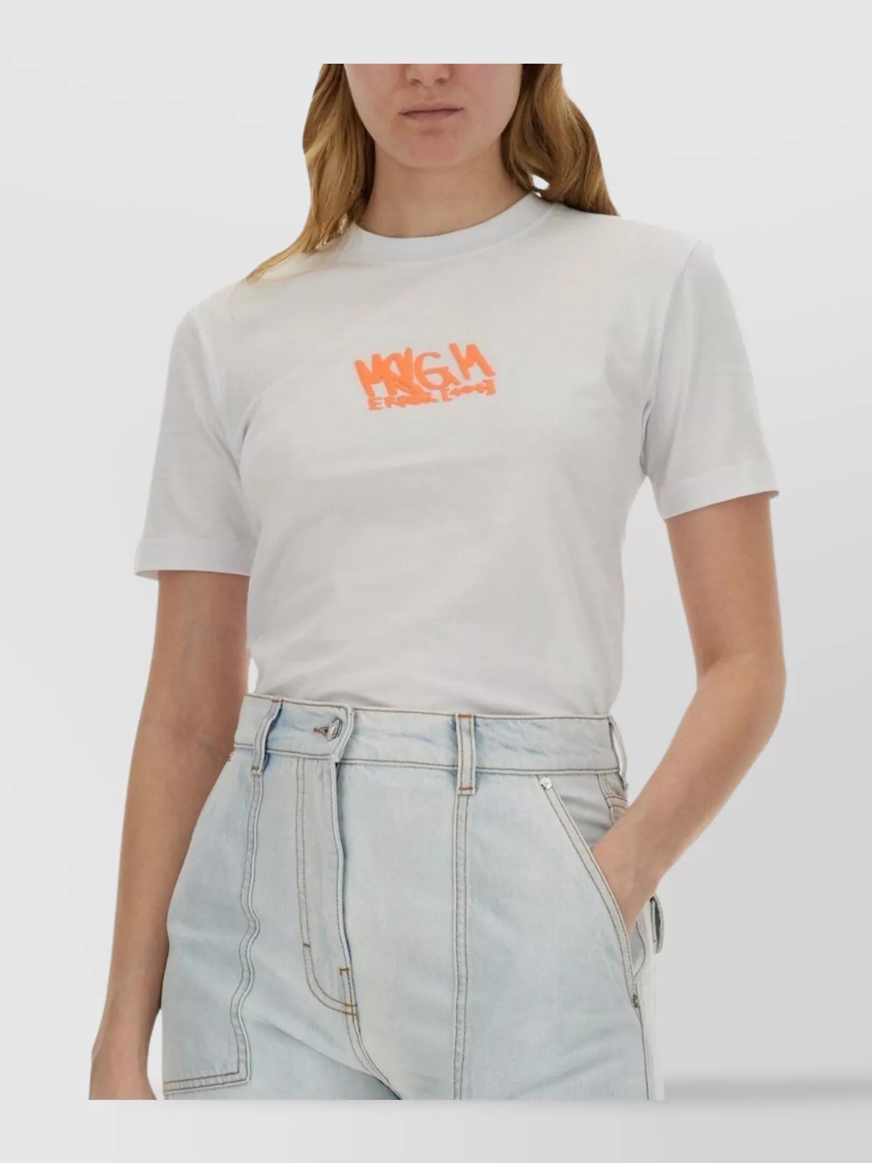 Msgm Logo Crew Neck Graphic Print T-Shirt