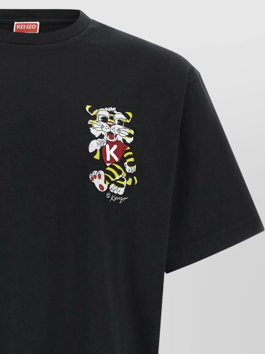 Kenzo Tiger Embroidery Crew Neck Graphic T Shirt