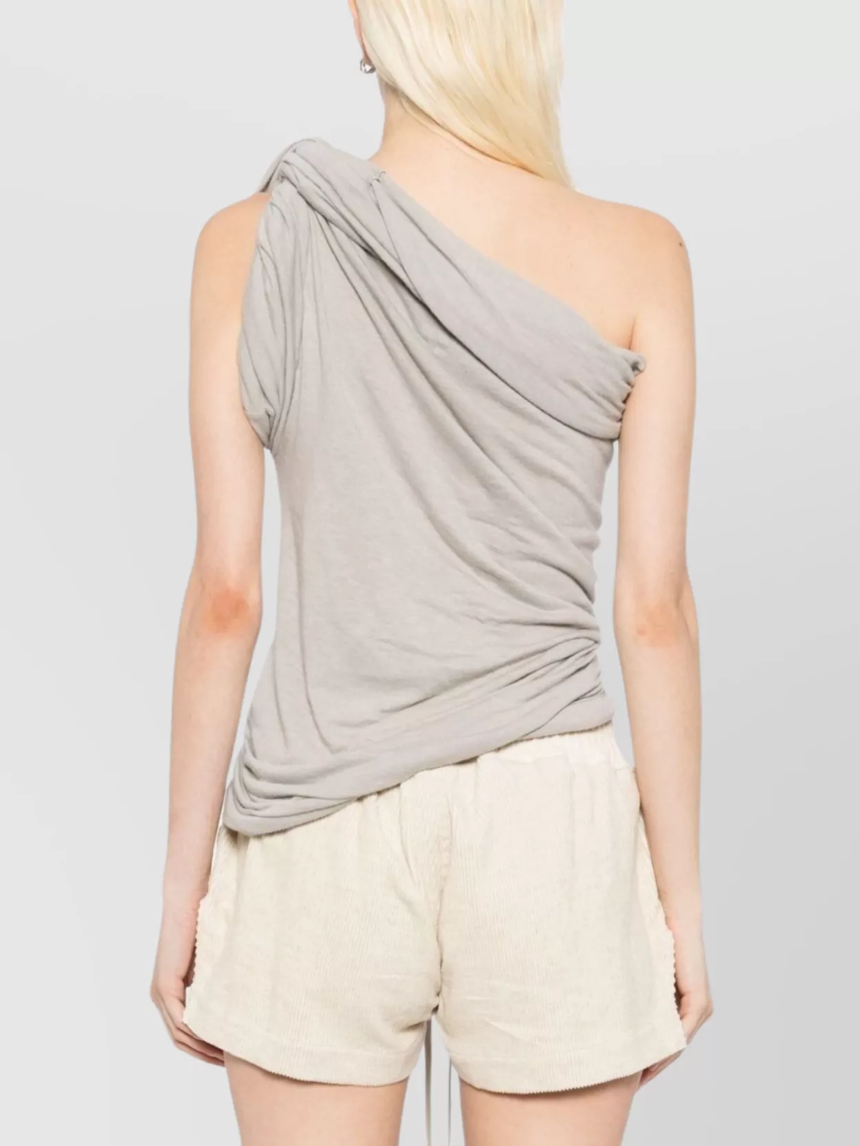 Rick Owens Asymmetrical Cotton Tank Top In Neutral