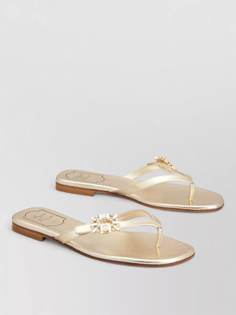 Roger Vivier leather crystal-embellished slides