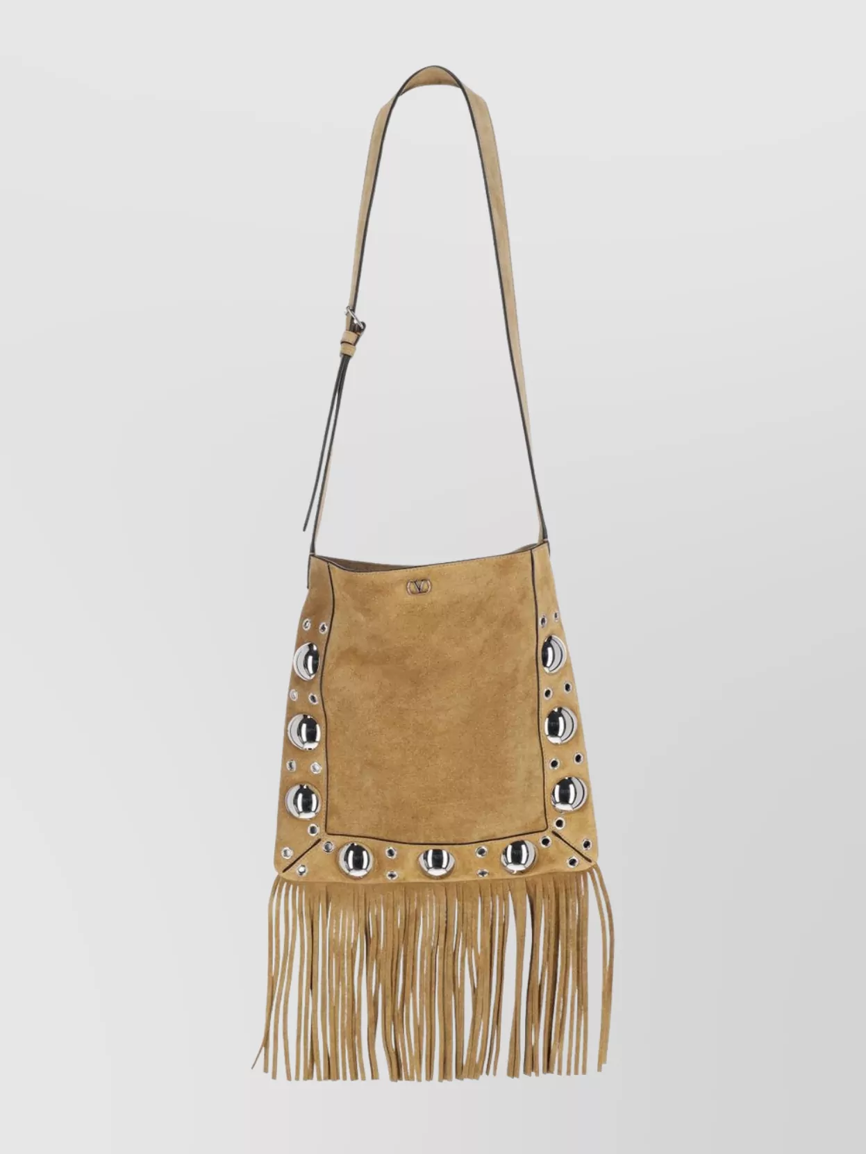 Valentino Nellcote Fringe Studded Suede Crossbody Bag