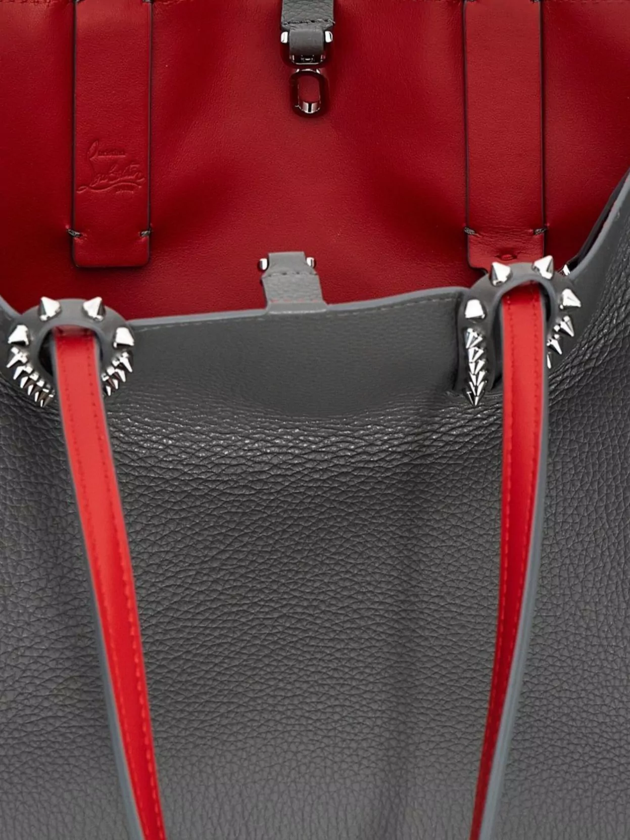 Christian Louboutin Small Pebbled Tote Bag With Studded Handles