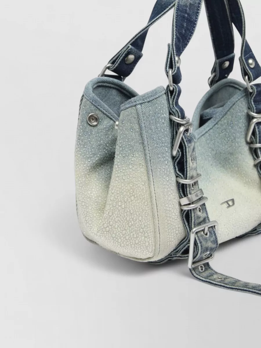 Diesel Small Crystal-Embellished Denim Shoulder Bag