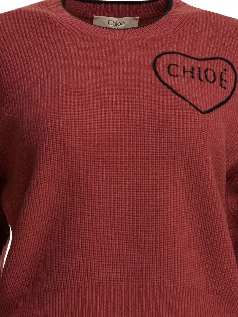Chloé Cashmere Wool Ribbed Cropped Crew Neck Jumper