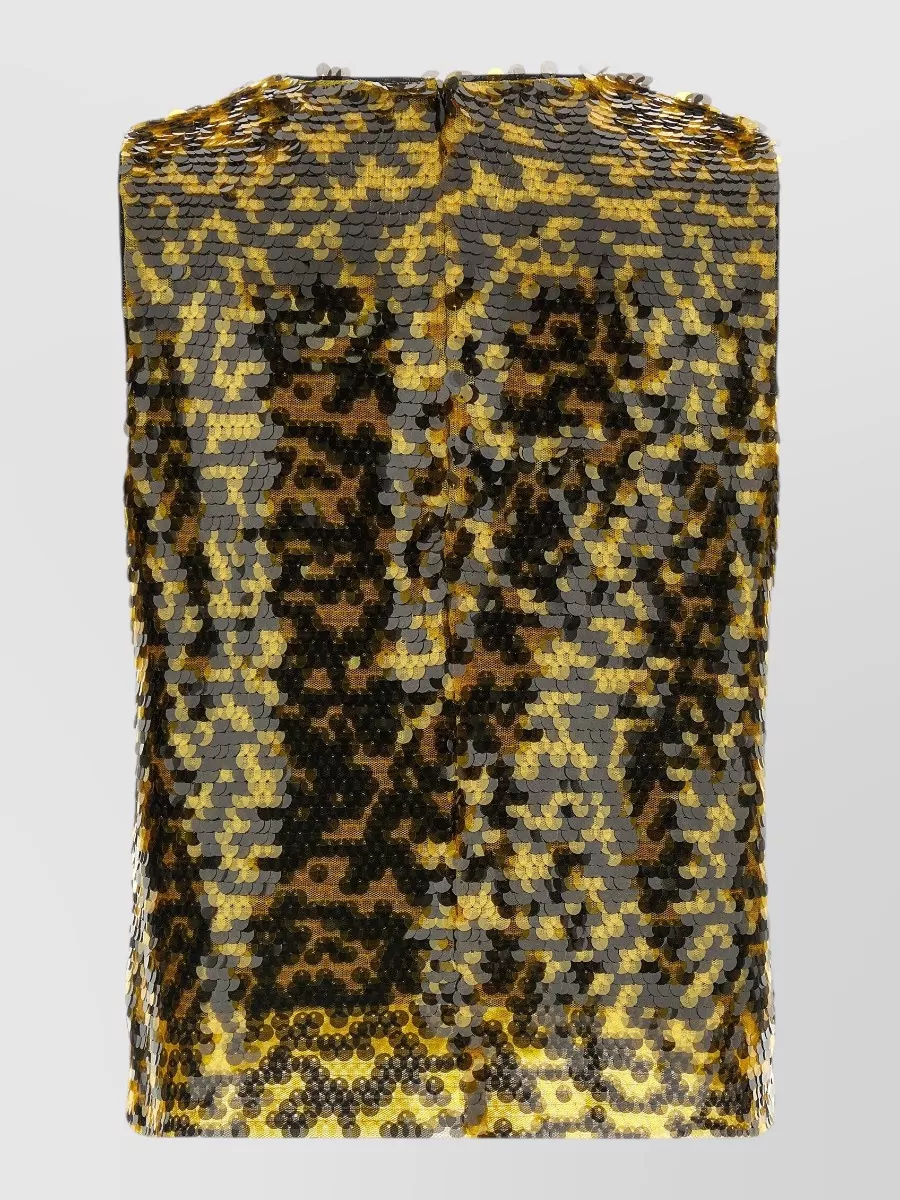 Staud Sequined Cropped Square-Neck Top