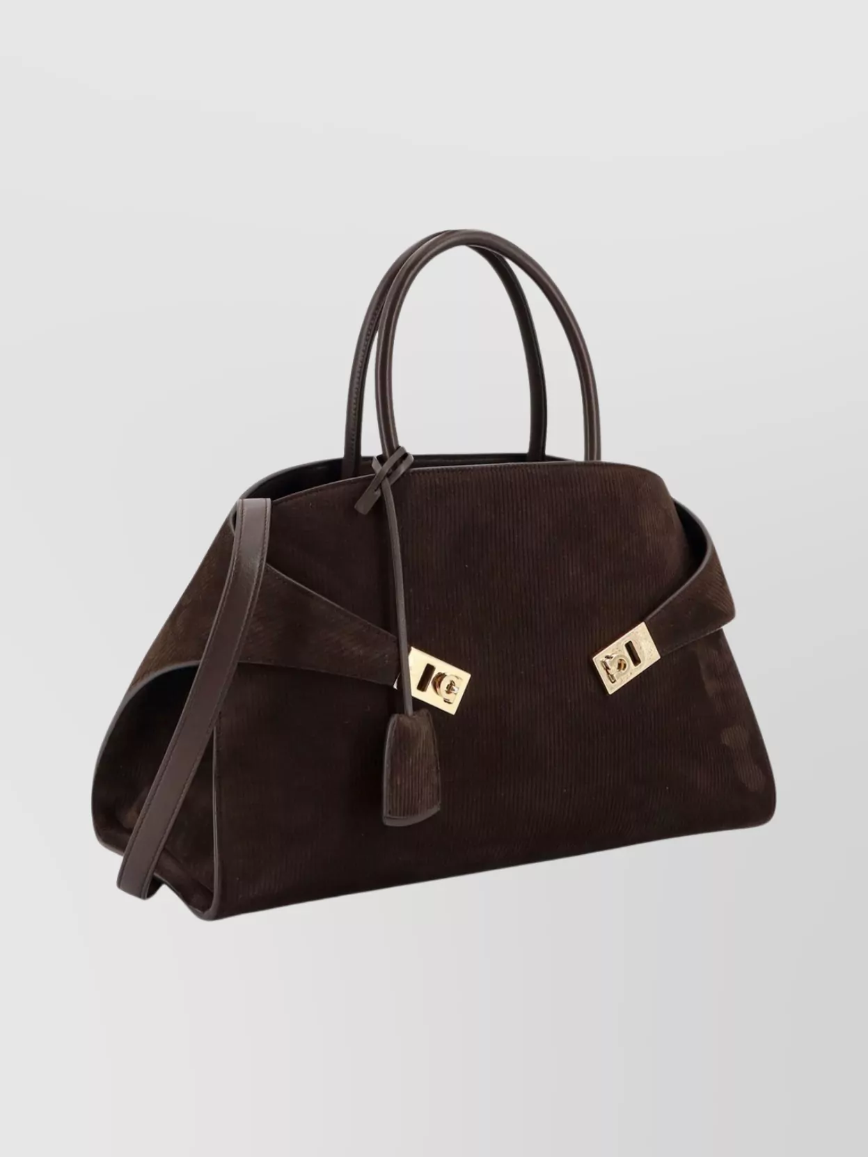 Ferragamo Large Suede Shoulder Bag And Handles