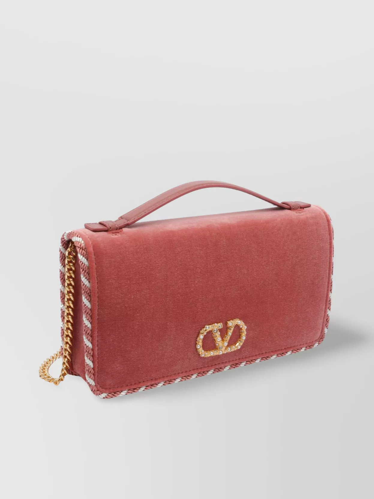 Valentino Velvet Rectangular Shoulder Bag With Top Handle