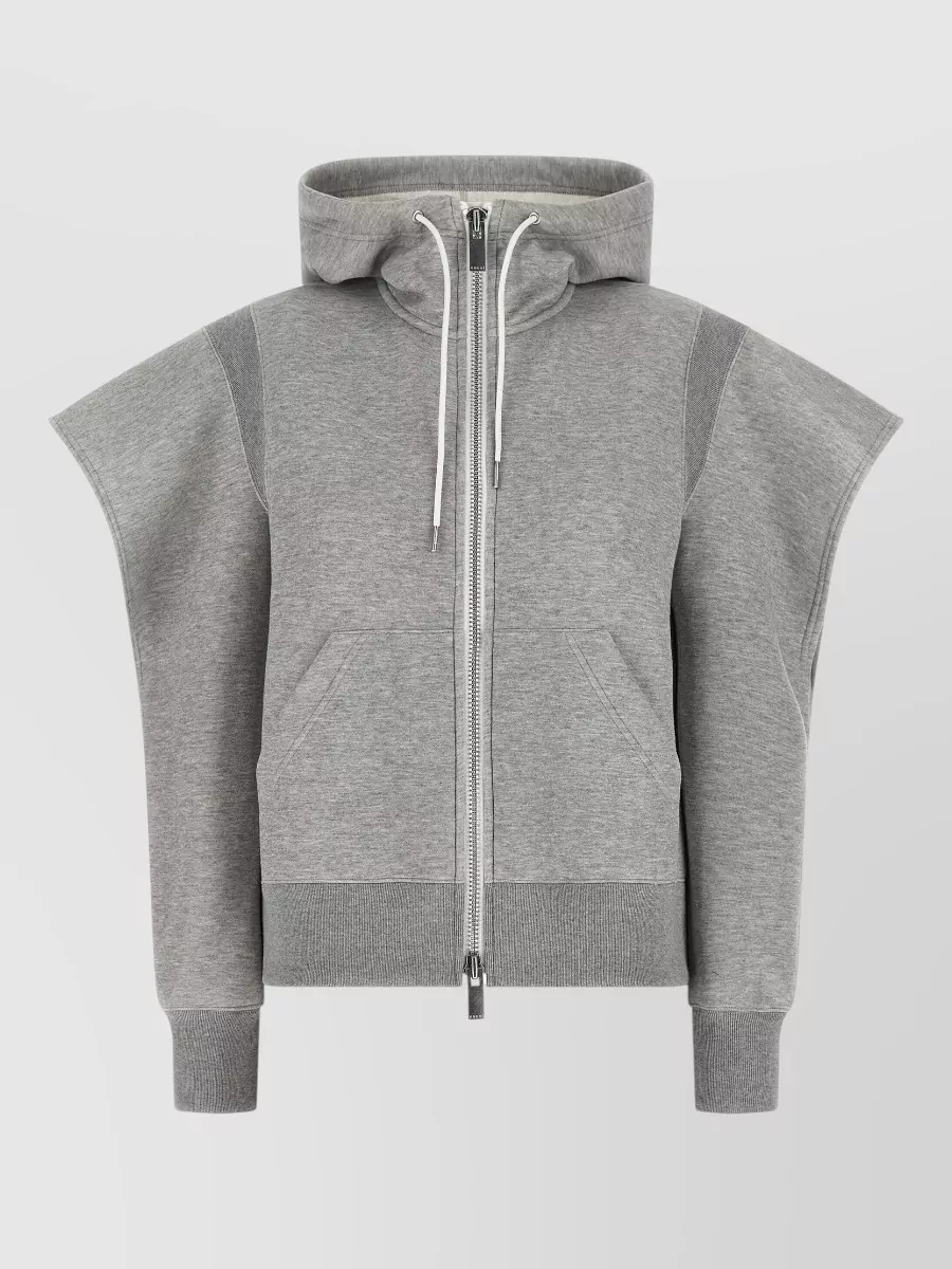 Sacai cotton blend long-sleeve zip hoodie