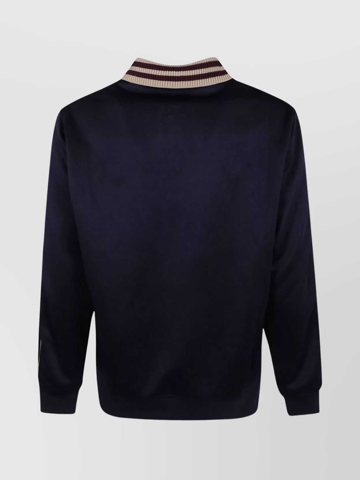 Drôle De Monsieur Long Sleeve Polo Shirt With Striped Collar