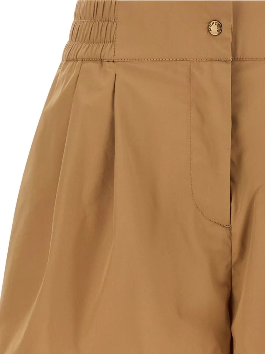 Moncler High-Rise Pleated Flared Cotton-Blend Tailored Shorts