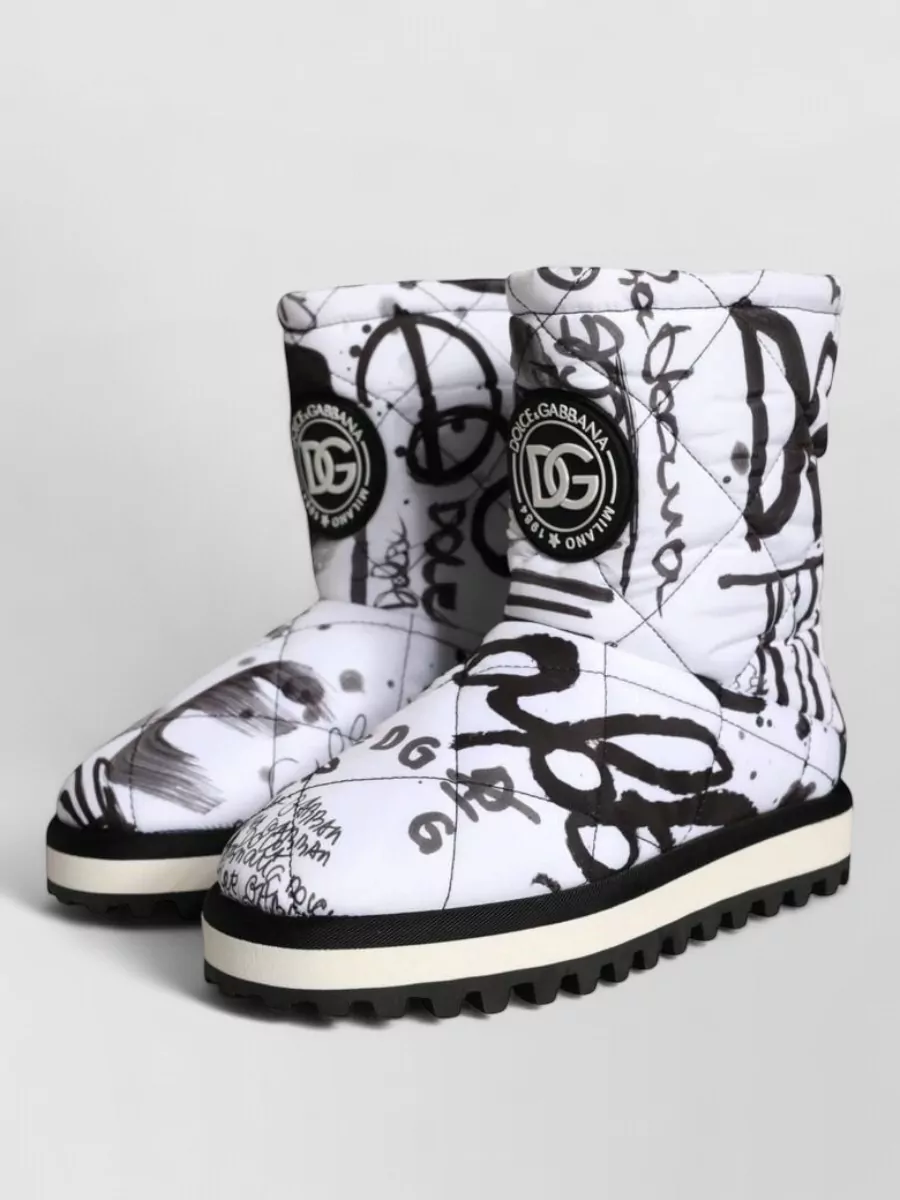 Dolce&Gabbana Quilted Logo-Print Mid-Calf Boots