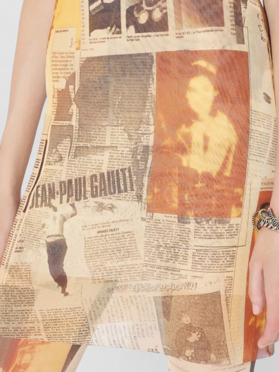 Jean Paul Gaultier Knee Length Dress Crew Neck Newspaper