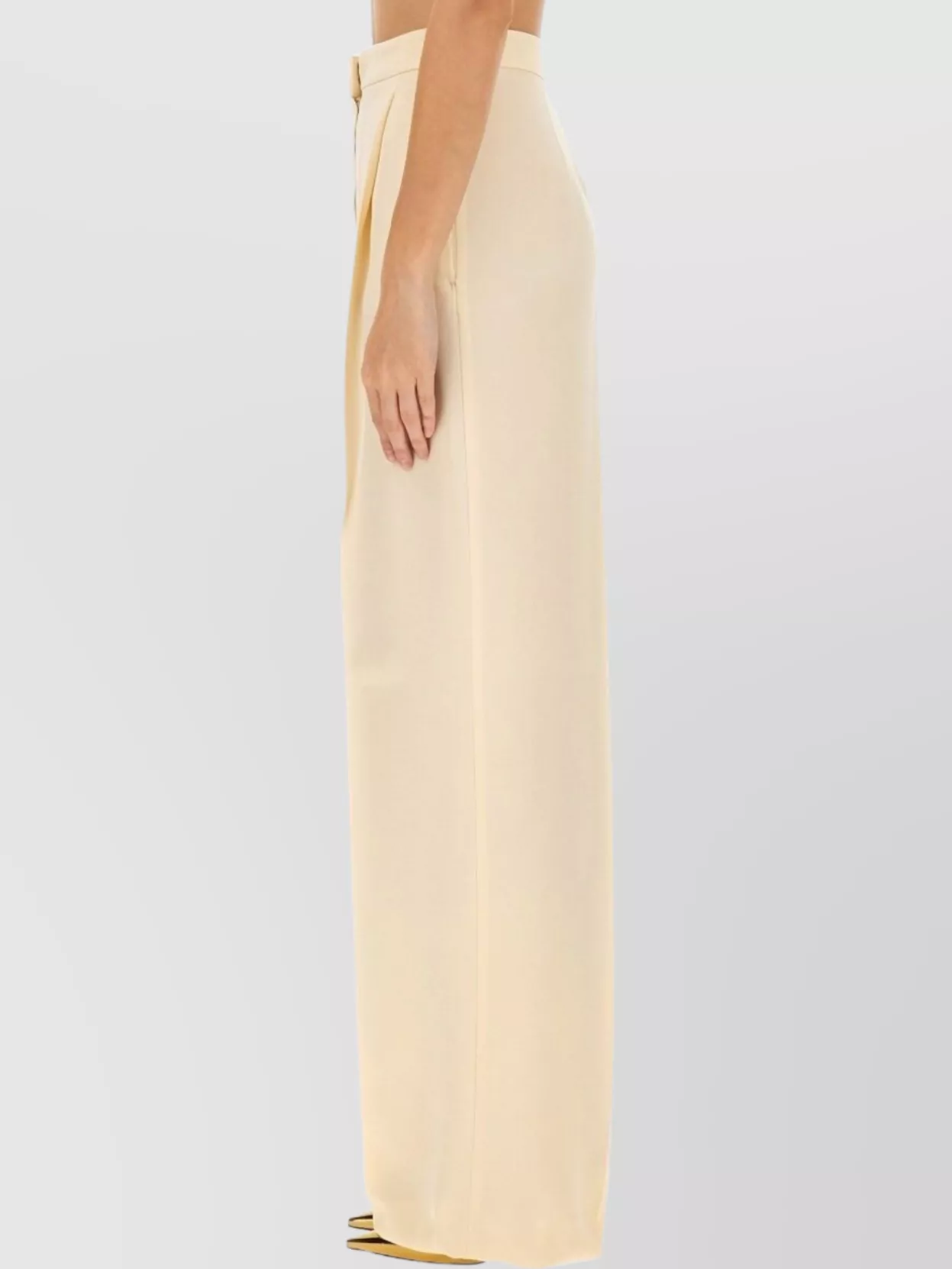 Max Mara Wide Leg High Waist Trousers In Neutral
