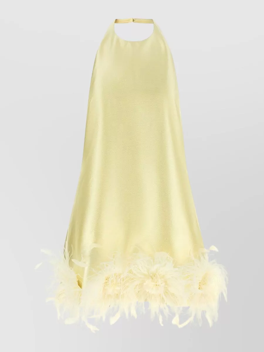 Self-Portrait feather-trim mini dress