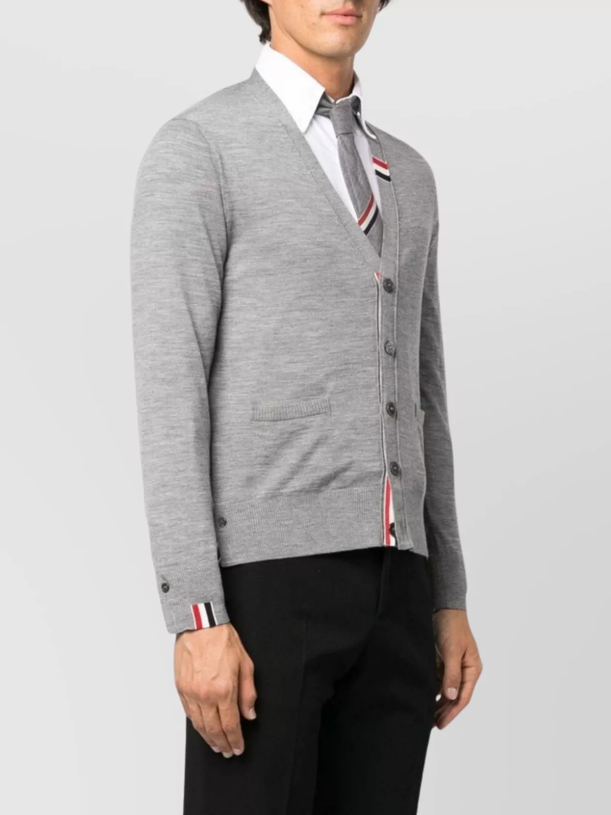 Thom Browne Wool Cardigan In Grey