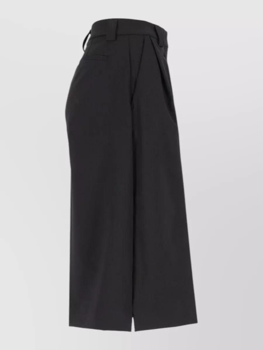 Thelatest Wool-Blend Pleated Knee-Length Wide-Leg Tailored Shorts