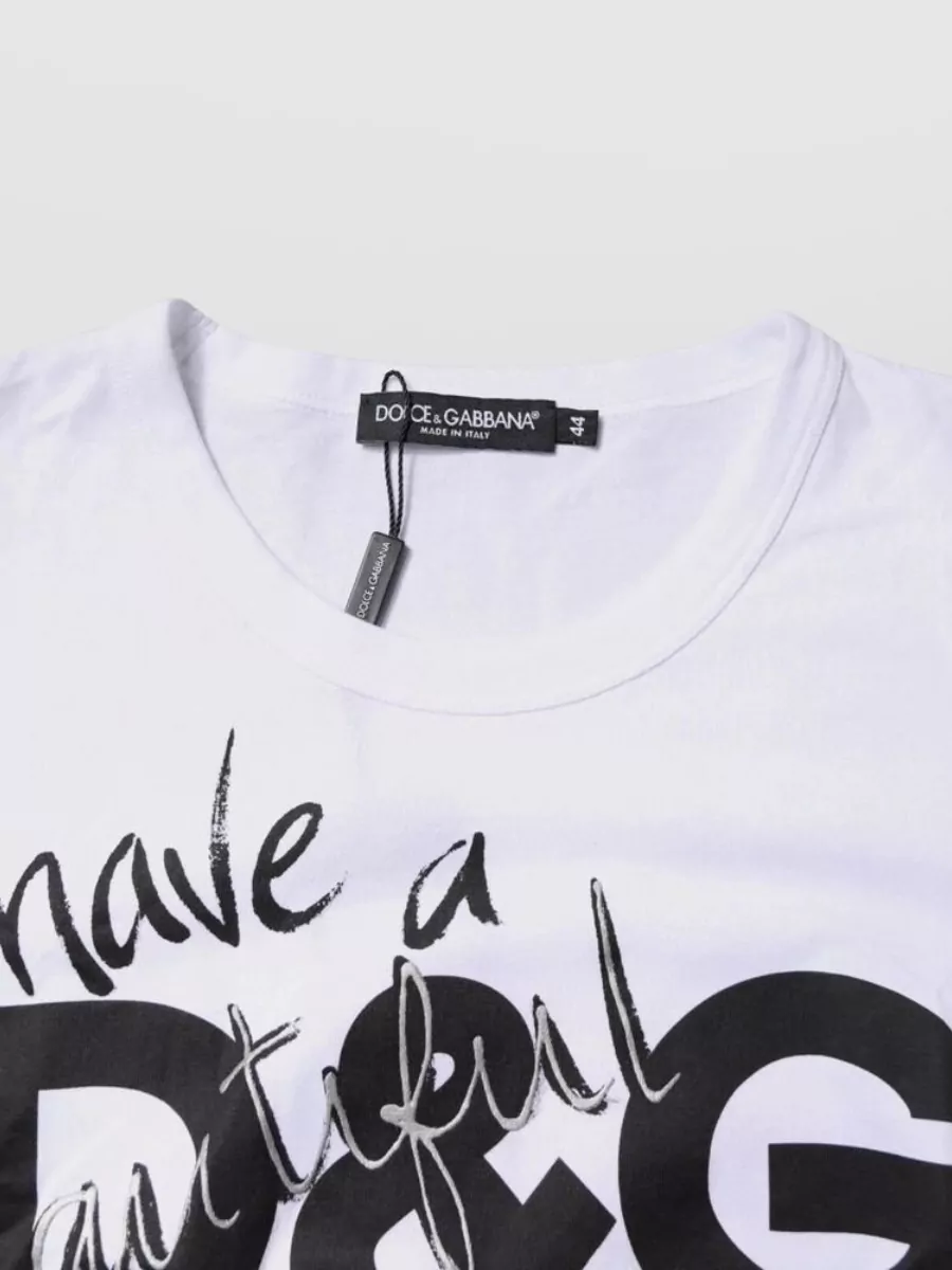 Dolce&Gabbana Graphic Print Cotton Crew Neck T-Shirt