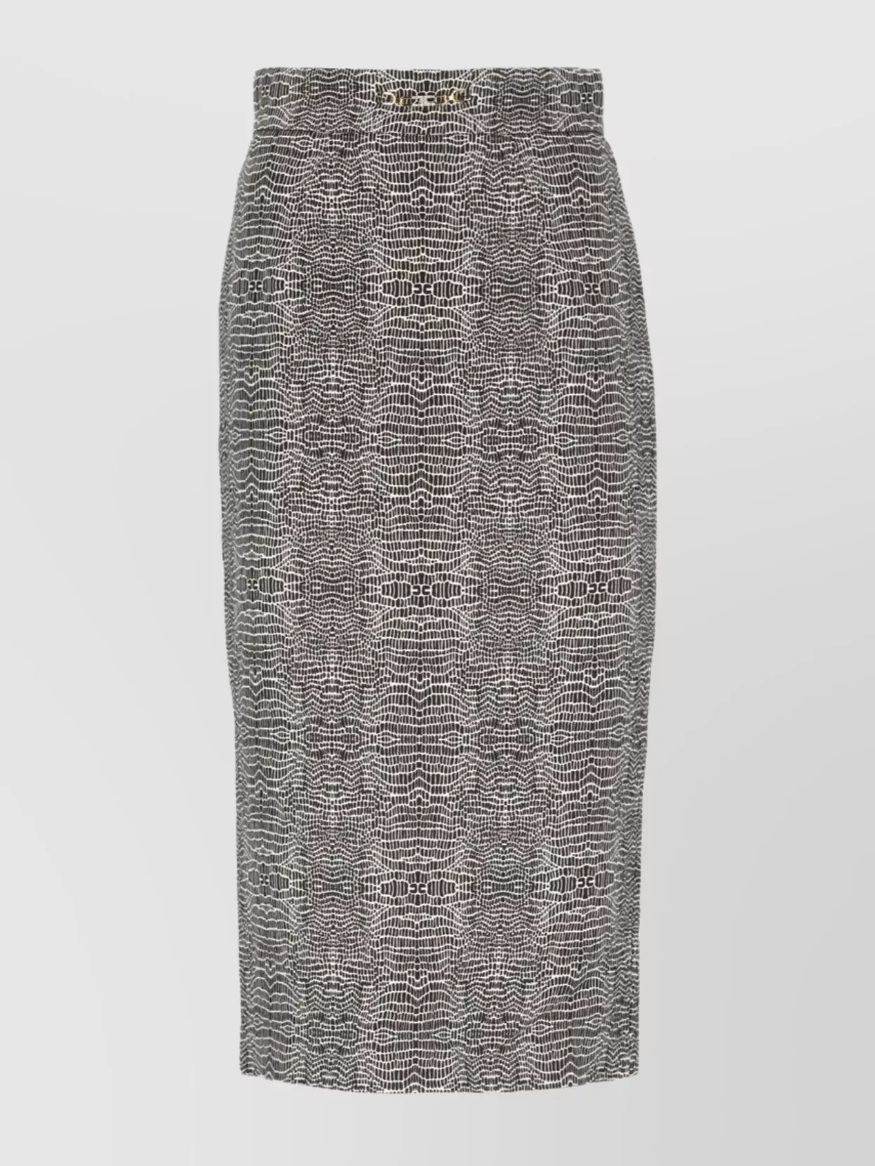 Elisabetta Franchi Midi Skirt With High Waist Design In Gray