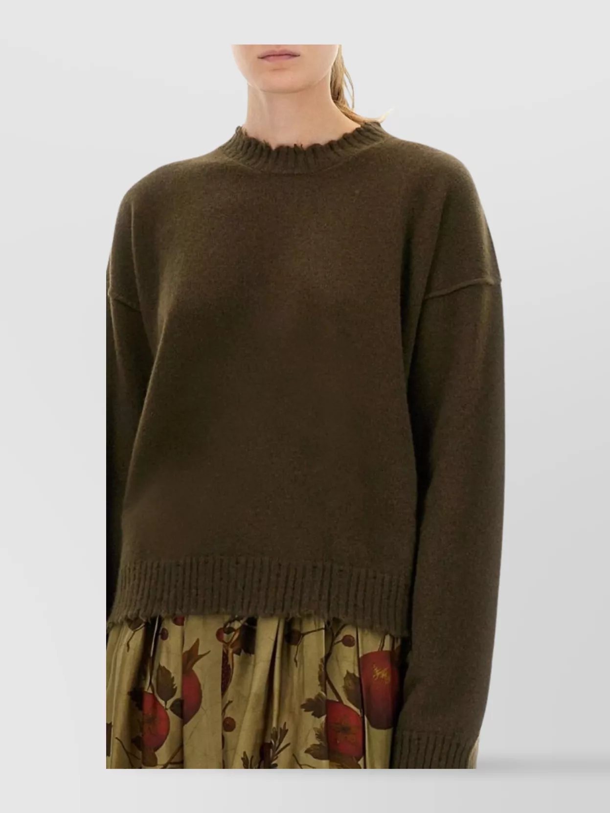Uma Wang Cashmere Sweater Featuring Frayed Neckline