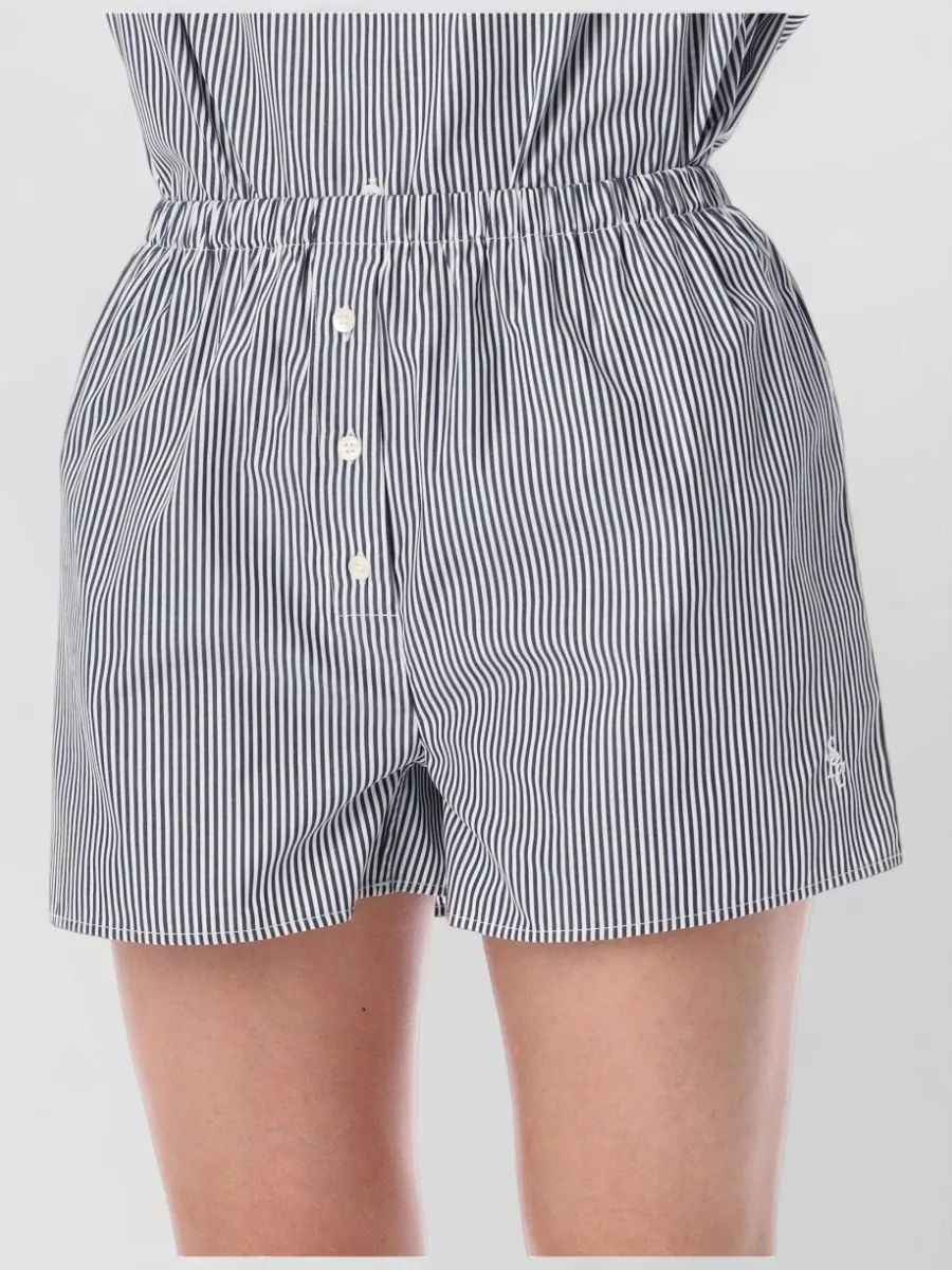Sporty & Rich Striped Cotton Poplin Mini Boxer Shorts