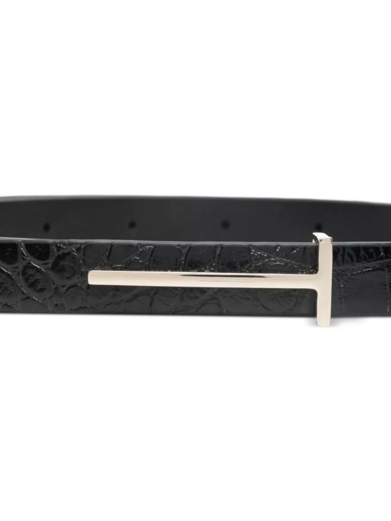 Tom Ford Crocodile Texture Adjustable Leather Strap In Black
