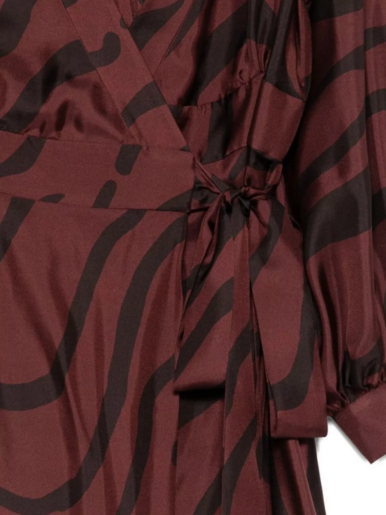 Raquel Diniz Wrap Dress With Long Sleeves And Tie Waist In Brown