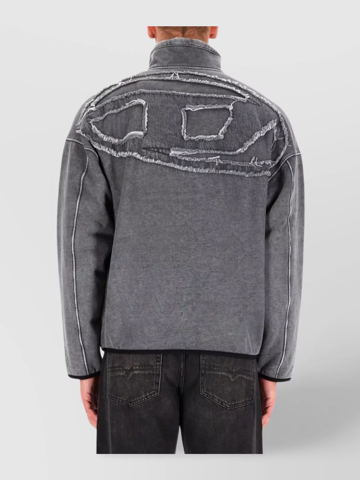 Diesel High Collar Distressed Jacket Pockets