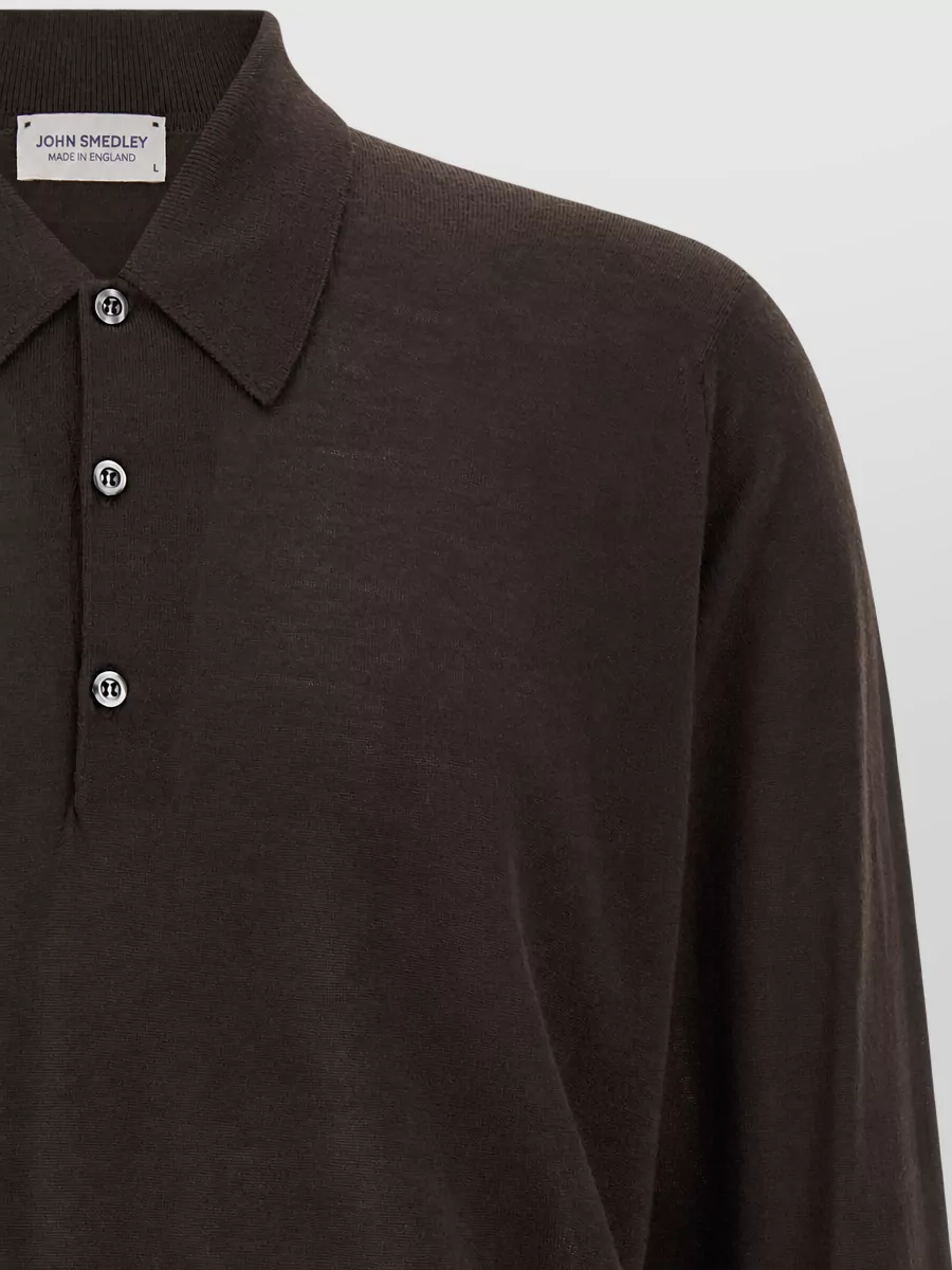 John Smedley Merino Wool Long-Sleeve Polo Shirt