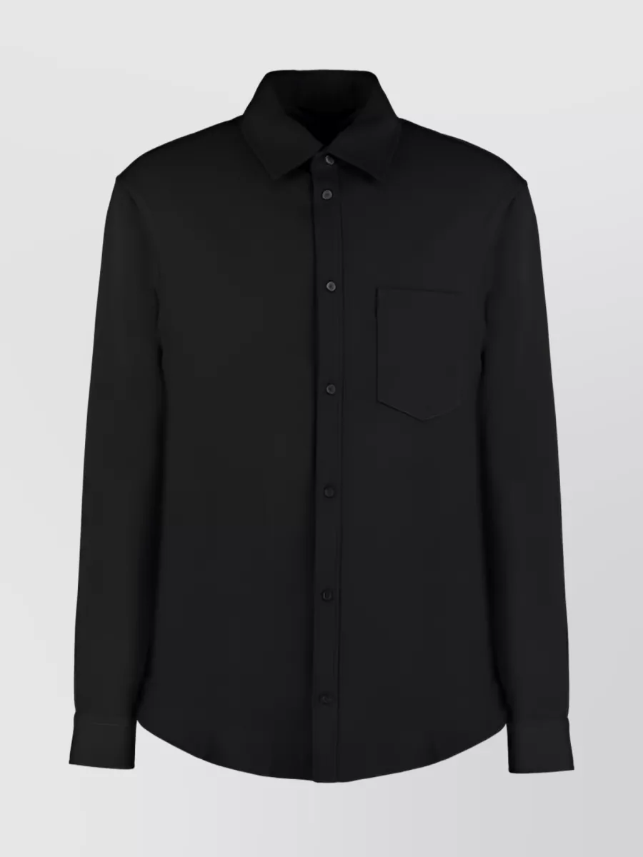 Shop Balenciaga Conscious Long-sleeve Button-up Shirt In Black