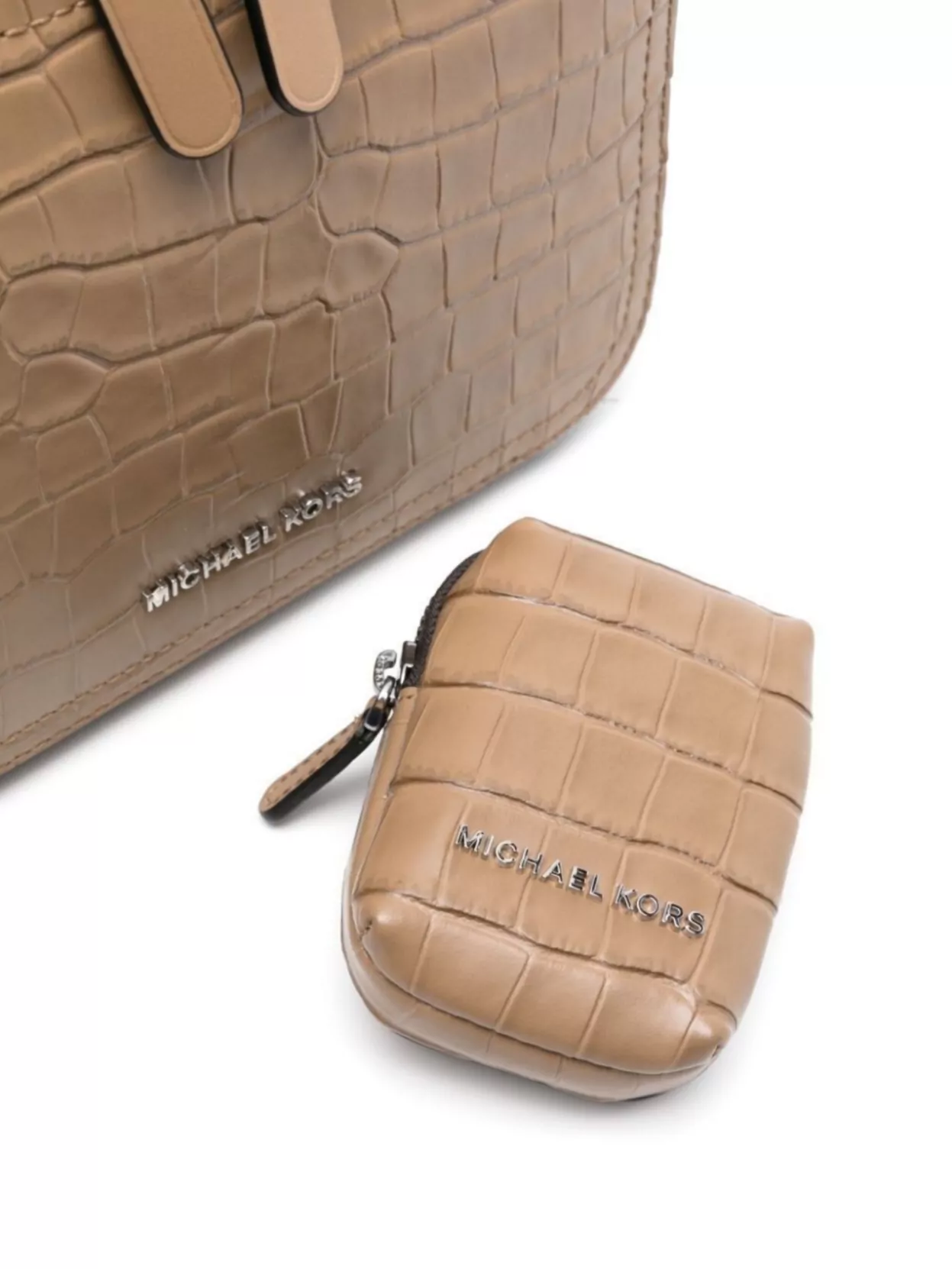 Michael Kors Crocodile Embossed Messenger Bag With Adjustable Strap