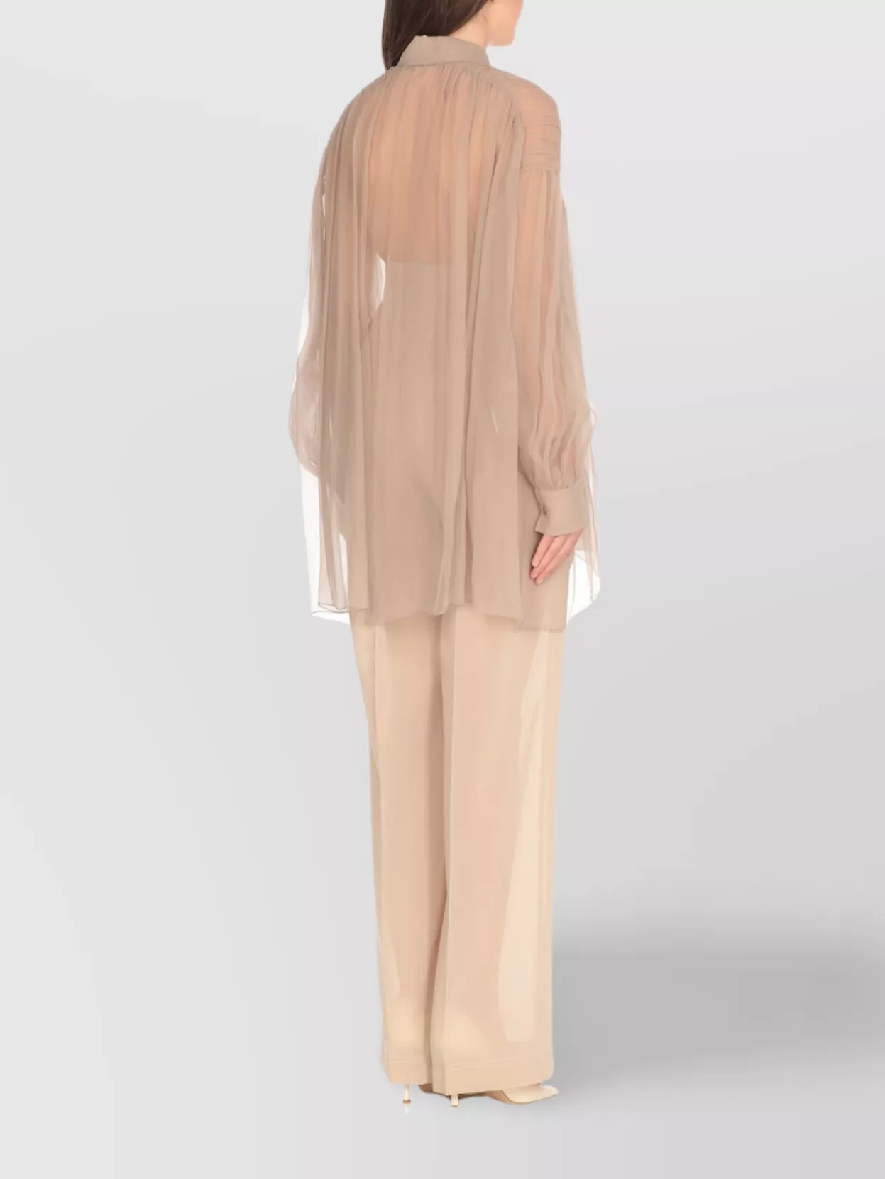 Alberta Ferretti Silk Shirt With Collared Neck And Pleats