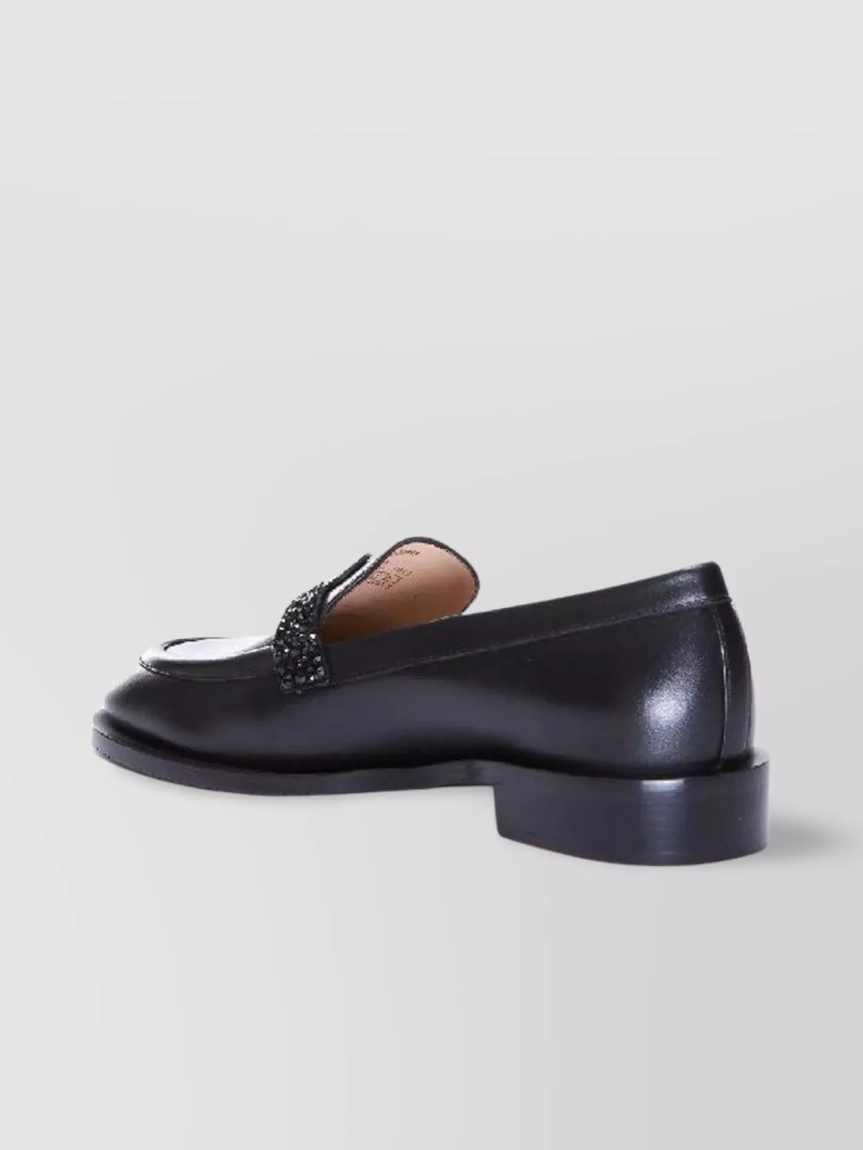 Stuart Weitzman Embellished Leather Loafers Round Toe