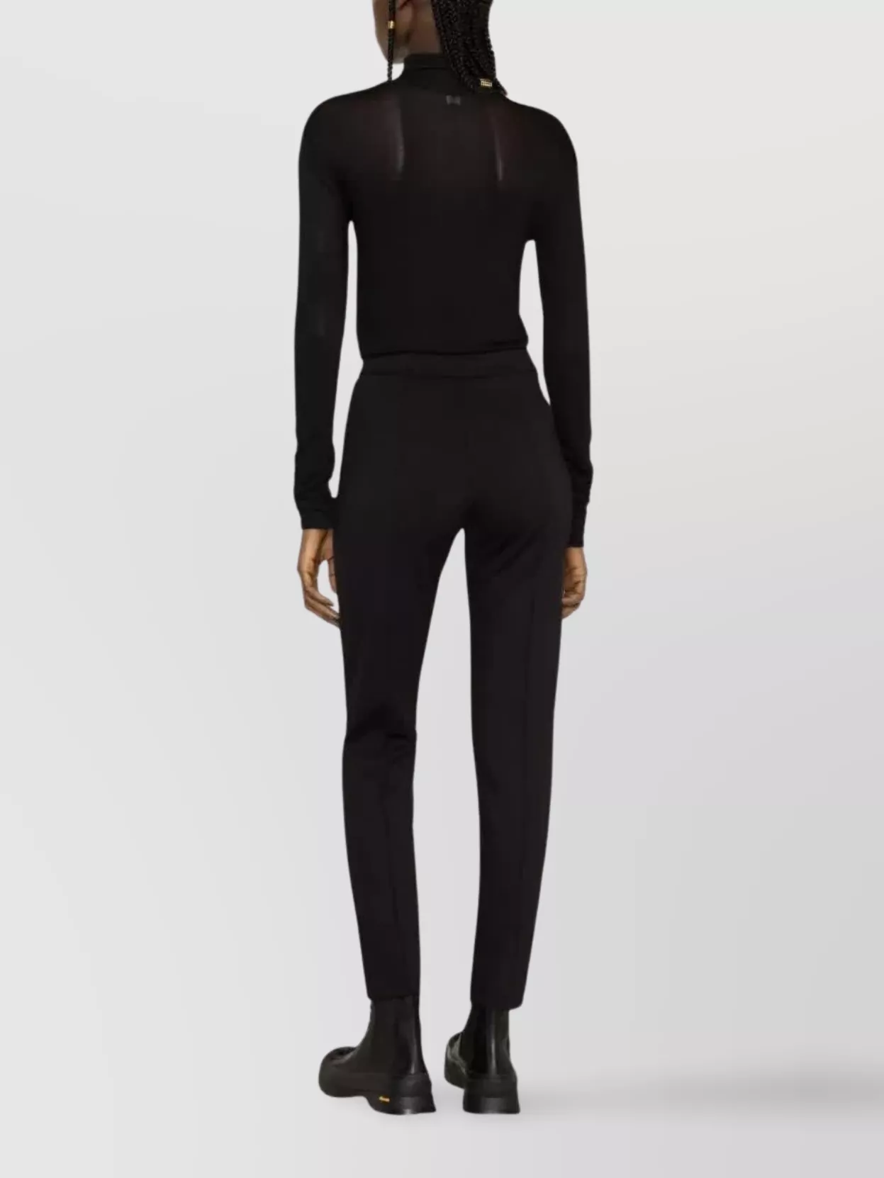 Moncler Slim Fit Stretch Fabric Trousers With Belt Loops And Side Pockets In Black