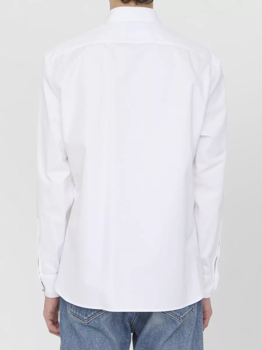 Saint Laurent Yves Collar Cotton Poplin Long Sleeve Shirt