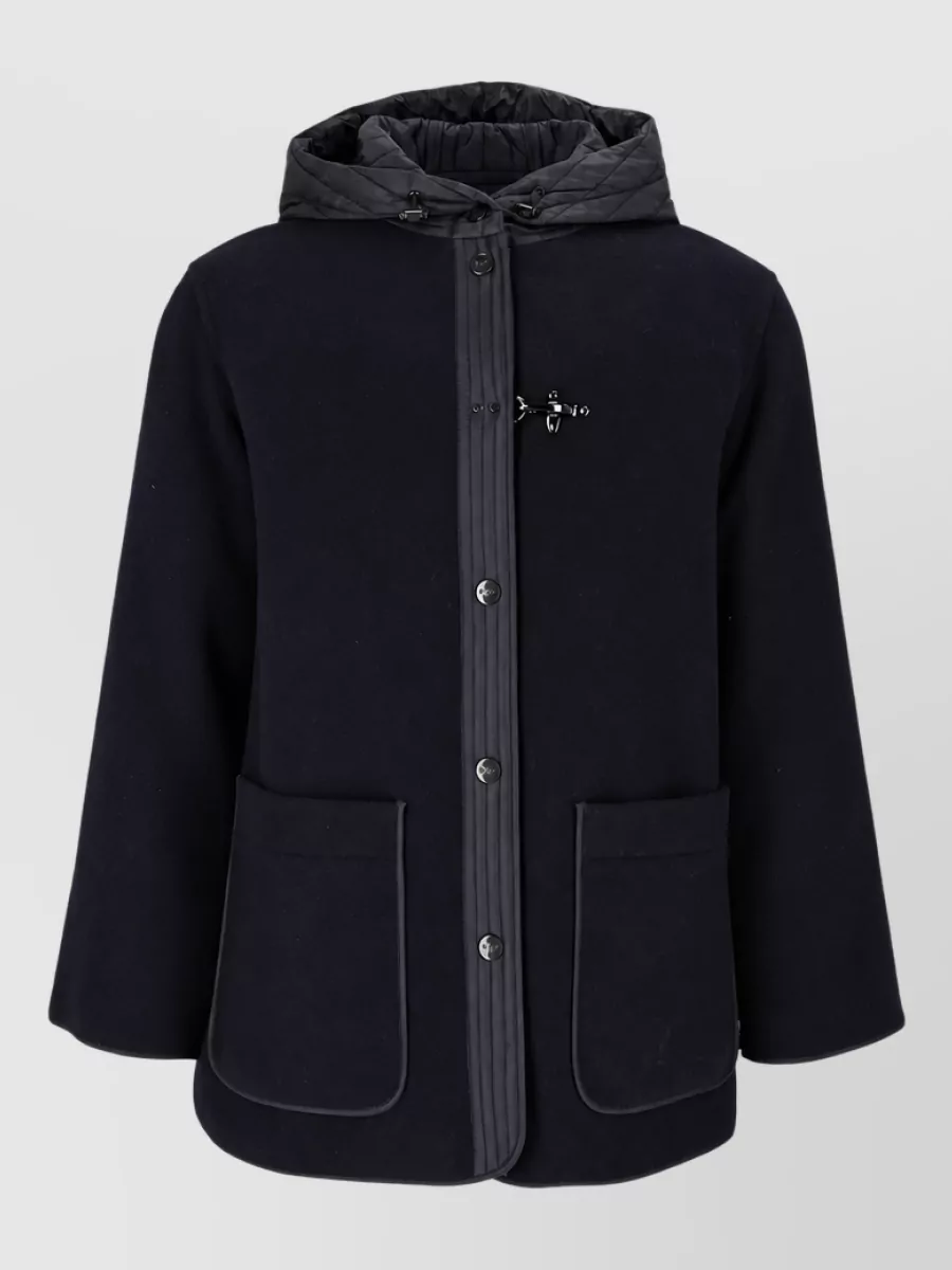 Fay quilted hooded single breasted coat