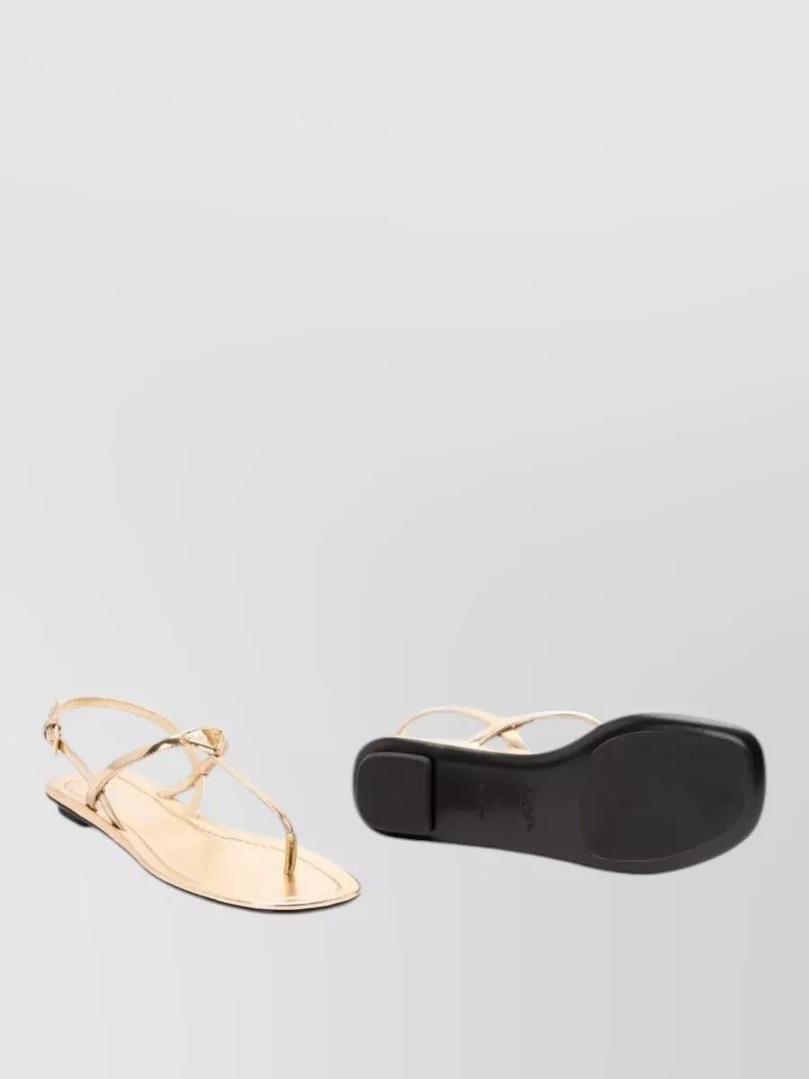 Prada Leather Flat Thong Sandals Metallic Finish