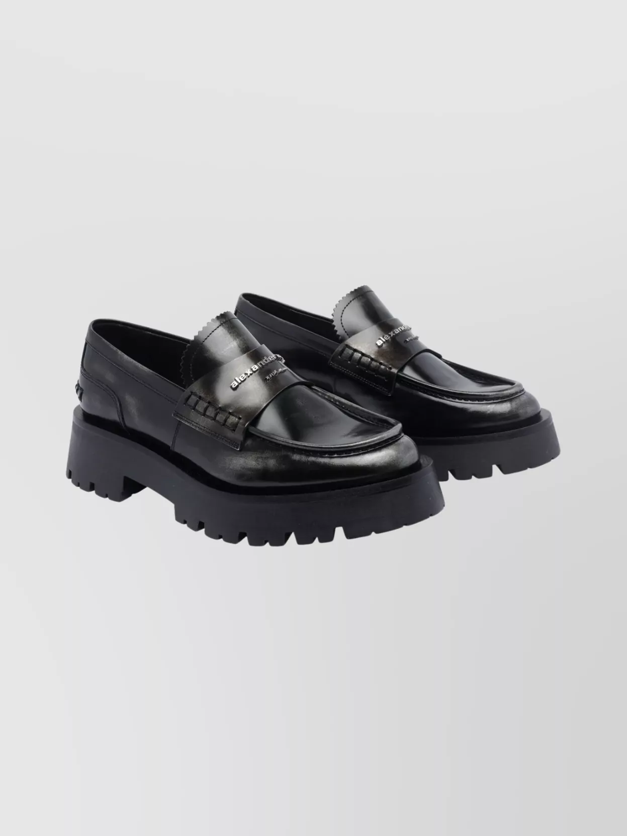 Alexander Wang Leather Loafers With Chunky Sole And Stitching In Black